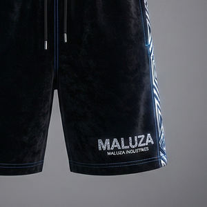Shorts décontractés de luxe en velours pour hommes, style urbain, logo cristal, mode estivale USA Europe, shorts Maluza Pro Premium Fit Elite - Product Image 2
