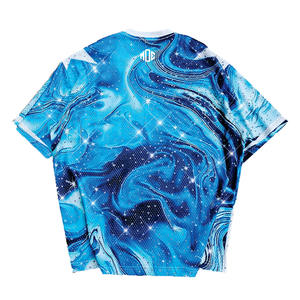 Camiseta de Fútbol Americano con Diseño de Mármol Azul Personalizada al por Mayor, Unisex, Ropa Urbana, Moda de Verano, Suministro al por Mayor OEM, EE. UU. - Product Image 5