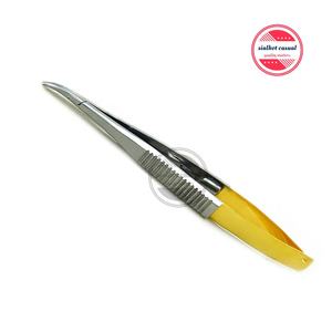 Castroviejo-Soporte de aguja TC, 14cm, SUTURA QUIRÚRGICA curvada, Forceps oftálmicos, medio Acero inoxidable dorado - Product Image 4