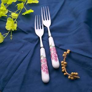 Lilac Charm Eco-Friendly Stainless Steel <b>Forks</b> (Set of 2) Luxury Small Size Metal Utensils for Home Restaurant Food - Product Image 1