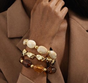 Luxury Resin Stone Beaded Stretch <b>Bracelet</b> Set Handmade Fashion Jewelry Elegant <b>Boho</b> Statement Wrist Accessory Timeless Craft - Product Image 3