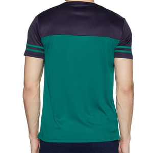 Camiseta Deportiva de Dos Tonos para Hombre, Verde Marino, Informal, Transpirable, Ajustada, de Manga Corta, a la Moda, Cómoda y Transpirable - Product Image 2