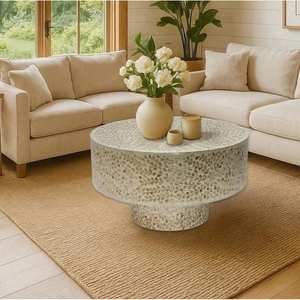 โต๊ะกาแฟทรงกลมฝังมุกแกะสลักด้วยมือสุดหรูสำหรับเฟอร์นิเจอร์ห้องนั่งเล่น - Product Image 1