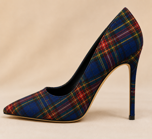 Chaussures à talons hauts élégantes pour femmes, motif tartan écossais spécial mariage, escarpins à talon aiguille, design personnalisé, fournisseur en gros - Product Image 3