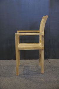 <b>Outdoor</b> Dining Stacking <b>Chair</b> with Solid Teak Wood Frame in Well Sanded Finish - Product Image 4