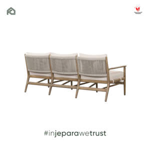 Premium Minimalist <b>Outdoor</b> Garden <b>Sofa</b> Solid Teak Frame Rope Backrest 3 Seater Eco-Friendly Waterproof Patio Resort Villa Hotel - Product Image 4