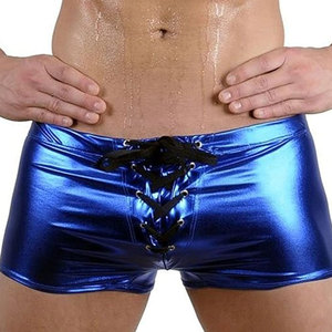 Calzoncillos de cuero sintético de moda para hombre, lencería sexy para discoteca, bragas de cintura alta de cuero PU al por mayor, ropa sexy para hombre para discoteca - Product Image 6
