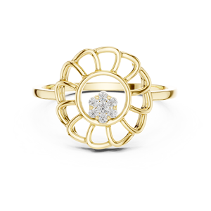 Anillo de oro amarillo macizo de 14k para mujer, minimalista, con piedras cultivadas en laboratorio de corte brillante redondo, para uso diario, banda apilable - Product Image 1