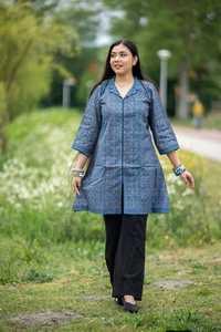 <b>Women</b> Ethnic Knee-Length Quick-Dry Sun Protection Recycled Materials <b>Kurta</b> Set Dupatta Trousers Red Printed Traditional Salwar - Product Image 3
