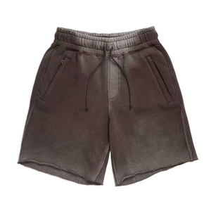High Quality Custom Sun Fade Acid Wash Solid Mid Waist <b>Canvas</b> Breathable Summer Men's Casual Shorts - Product Image 2