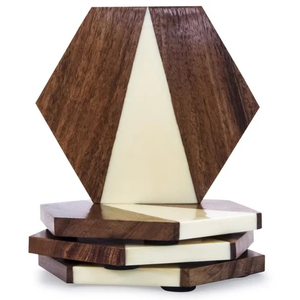 Posavasos de Resina Epoxi y Madera Ecológica de la Mejor Calidad con Diseño Floral para Decoración de Mesa de Fiesta por ArtisanVibe - Product Image 4