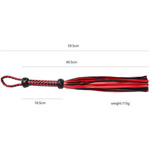 แส้หนัง PU สีดำและสีแดงพร้อมด้ามจับแบบถักสำหรับใช้กับกีฬาขี่ม้า - Product Image 4
