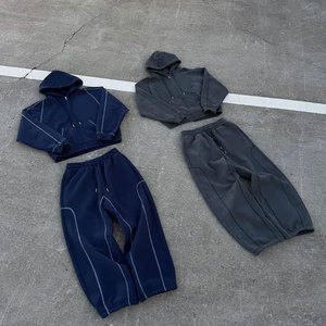 Conjunto Deportivo de Moda Hip Hop Y2K Vintage con Parches Bordados para Hombre, Estilo Punk Harajuku, Casual, para Parejas, de 2 Piezas - Product Image 1