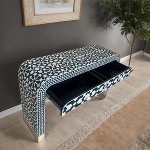 Mesa con Incrustaciones de Hueso de ILAHI, Diseño Moderno con Detalles de Ágata, Almacenamiento Portátil, Muebles para el Hogar - Product Image 4