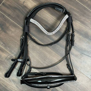 Brida de caballo de cuero genuino de lujo con banda de cristal para cejas y diseño anatómico de banda para la nariz con tocado acolchado y riendas incluidas - Product Image 5