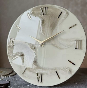 Horloge murale en bois en résine époxy de qualité supérieure, simple face, logo personnalisé, décoration intérieure, design de restaurant, style Art déco, motif abstrait - Product Image 6