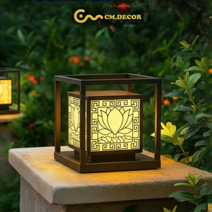 Lámpara de poste LED clásica ornamental para puerta, Vietnam CM Decor, para exteriores, jardín, villa, negra, E27, 12 pulgadas, IP65, metal, AC 220V - Product Image 2