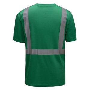T-shirt de travail haute visibilité pour homme, vert et noir, avec bandes réfléchissantes et poche - Product Image 3
