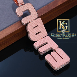 Collar con Colgante de Letra Personalizada de Moissanita, Color Oro Rosa, con Circonita Cúbica, Joyería con Letra - Product Image 2