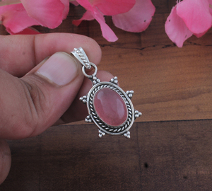 Handmade Oval Unakite Gemstone <b>Charms</b> 925 Sterling <b>Silver</b> Plated Granulation Sunburst Frame Vintage SHREE JAIPUR <b>SILVER</b> - Product Image 4