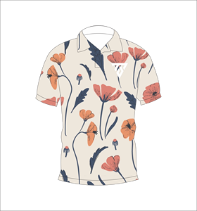เสื้อโปโลพิมพ์ลายดอกไม้สำหรับผู้ชาย แขนสั้น แฟชั่นลำลอง เสื้อกอล์ฟ รับทำโลโก้ตามสั่ง OEM ODM ขายส่ง - Product Image 1