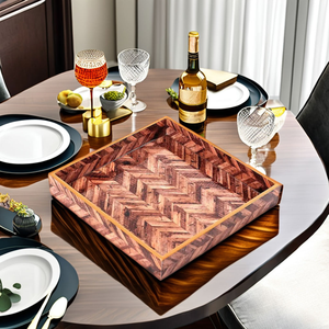 Premium Indian Wood & MDF Wood Serving <b>Tray</b> Perfect for Elevating Food Table Style & <b>Warm</b> Home Atmosphere in Every Occasion - Product Image 1