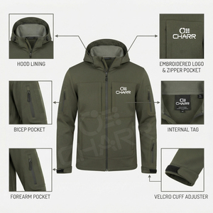 Veste softshell imperméable pour homme avec capuche, veste coupe-vent pour la randonnée en plein air, fabricant sur mesure - Product Image 6