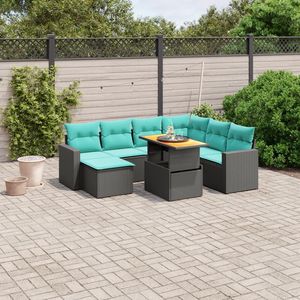 Ensemble de canapés de patio en polyrotin noir, 8 pièces, avec coussins, ensembles de jardin - Product Image 1
