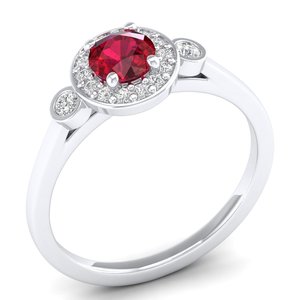 Bague en argent sterling 925 avec rubis rond de 0,5 carat, design exclusif REYES, pour femmes, certifiée GRA, bijoux fins en moissanite - Product Image 2