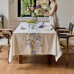 Nappe en lin blanc à motifs floraux, style européen, tissée et imprimée, pour la maison, l'hôtellerie et les événements – Vente en gros fabricant - Product Image 2