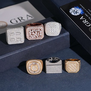 925 <b>Silver</b> Moissanite Iced Out Statement <b>Ring</b> Collection Baguette Pave Luxury Cocktail <b>Rings</b> for <b>Men</b> Women Fine Jewellery - Product Image 3