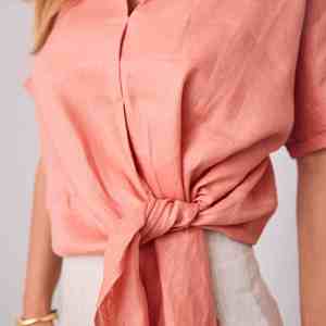 Camisa de Lino 100% para Mujer, Manga Corta, Bordado Sencillo, Estilo Informal, Verano, con Botones, Ecológica, Venta al Por Mayor - Product Image 3