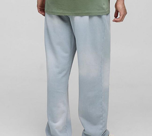 Pantalon de survêtement en coton bleu clair pour homme avec logo orange imprimé, taille élastique, décontracté, pour l'automne - Product Image 3