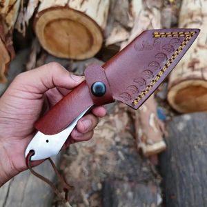 Cuchillo Burraq Personalizado Hecho a Mano con Hoja de Acero de Damasco, Diseño de Gota de Lluvia, Multifuncional, para Exteriores, 7.5 Pulgadas, 2mm de Grosor - Product Image 3