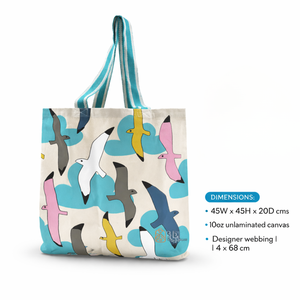 Printed Cotton Canvas Tote Bag | Seagull Bird Design Shoulder Bag | Eco Friendly Reusable Beach Travel Carry Bag Stylish Tote - Product Image 4