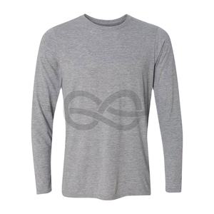 T-shirt à manches longues personnalisable pour homme, en polyester/coton tissé, séchage rapide, compression, taille 2XL, gris sport, pour la salle de sport - Product Image 1