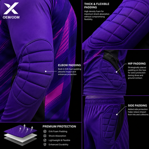 Uniforme de Portero de Fútbol Personalizado, Conjunto de Camiseta y Pantalones Cortos Sublimados, Transpirable, Acolchado, Manga Larga, para Entrenamiento, OEM - Product Image 4