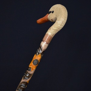Luxury Hand Carved Wooden <b>Swan</b> <b>Head</b> Walking Stick Handmade Eco-Friendly Rustic Design Retirement Gift Outdoor Use - Product Image 4