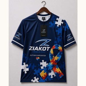 Wholesale Ziakot Industry Custom Navy-<b>White</b> Autism Supporter Puzzle Pieces 3D Pattern <b>Long</b> <b>Sleeve</b> Performance <b>T</b>-<b>Shirt</b> - Product Image 1