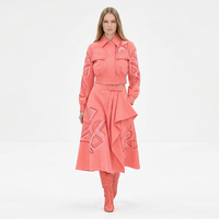 Ensemble jupe et veste courte 2 pièces pour femme en sergé 100% coton, style vintage, personnalisable OEM ODM, jupe trapèze, tenue de bureau estivale