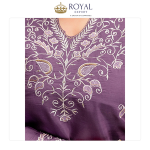 Ropa pakistaní de diseñador de excelente calidad, nueva, de Chanderi con bordados, conjunto de Kurti y pantalón para bodas y fiestas. - Product Image 6