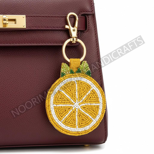 Kiwi Beaded Fruit Keychain Green Handcrafted Beadwork Slice <b>Bag</b> <b>Charm</b> with Gold Clasp Wholesale Fashion Accessories - Product Image 2