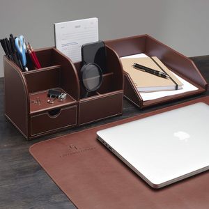 Premium PU Leather <b>Desk</b> Organizer Stylish Office <b>Table</b> Organizer for Home & Workspace - Product Image 4