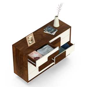 ตู้เก็บของแบบตั้งพื้น Mayrone Modern สีน้ำตาลเมเปิลและสีฟรอสตี้ ตู้ลิ้นชักขนาดใหญ่ สไตล์ไม้แผ่น - Product Image 2