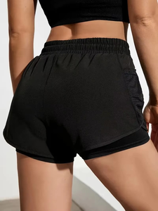 กางเกงขาสั้นลำลองสำหรับผู้หญิง เอวสูง ยืดหยุ่น น้ำหนักเบา เหมาะสำหรับใส่เล่นกีฬาหรือไปชายหาด ทรงปกติ มีเชือกผูก ผลิตจากผ้าไม่ถักทอ - Product Image 2