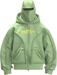 Unisex Hoodies Balaclava Double Hooded Zip <b>Jacket</b> Wind resistant Full Zip Athletic <b>Workout</b> Sweatshirt - Product Image 3