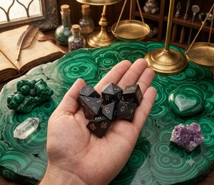 Ensemble de dés en cristal naturel, obsidienne, dés de jeu de rôle avec numérotation dorée pour les jeux de société magiques - Product Image 4