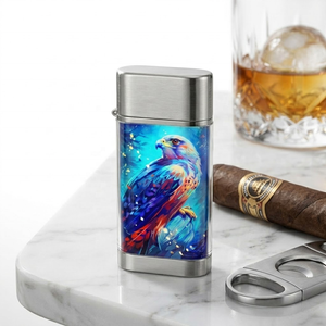 Briquet Falcon X de Luxe en Métal, Coupe-Vent, Rechargeable à l'Huile, Design Classique Gravé Personnalisé, Stock Français - Product Image 4