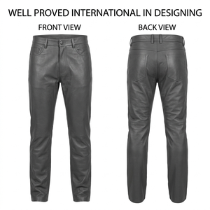 Pantalones Rectos de Cintura Alta para Hombre, de Cuero Vacuno Blanco Premium, Ligeros, 900 GSM, Paneles Elásticos en Acordeón, Logotipo Personalizado en Relieve - Product Image 3