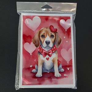 Whimsical A7 Size 5x7 Beagle My Valentine Blank <b>Note</b> <b>Cards</b> Pack of 8 with Envelopes for <b>Greetings</b> - Product Image 3